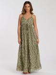 South Beach Embroidered Cami Maxi Dress, Khaki, Khaki