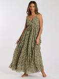 South Beach Embroidered Cami Maxi Dress, Khaki, Khaki