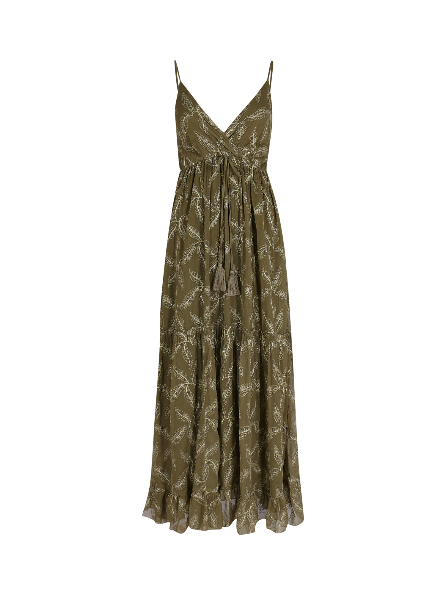 Product image 5 of 5, which shows South Beach Embroidered Cami Maxi Dress, Khaki, 10