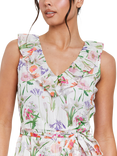 South Beach Printed Chiffon Frill Wrap Midi Dress, Multi