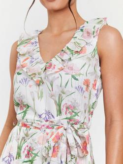 South Beach Printed Chiffon Frill Wrap Midi Dress, Multi - view 2, Multi