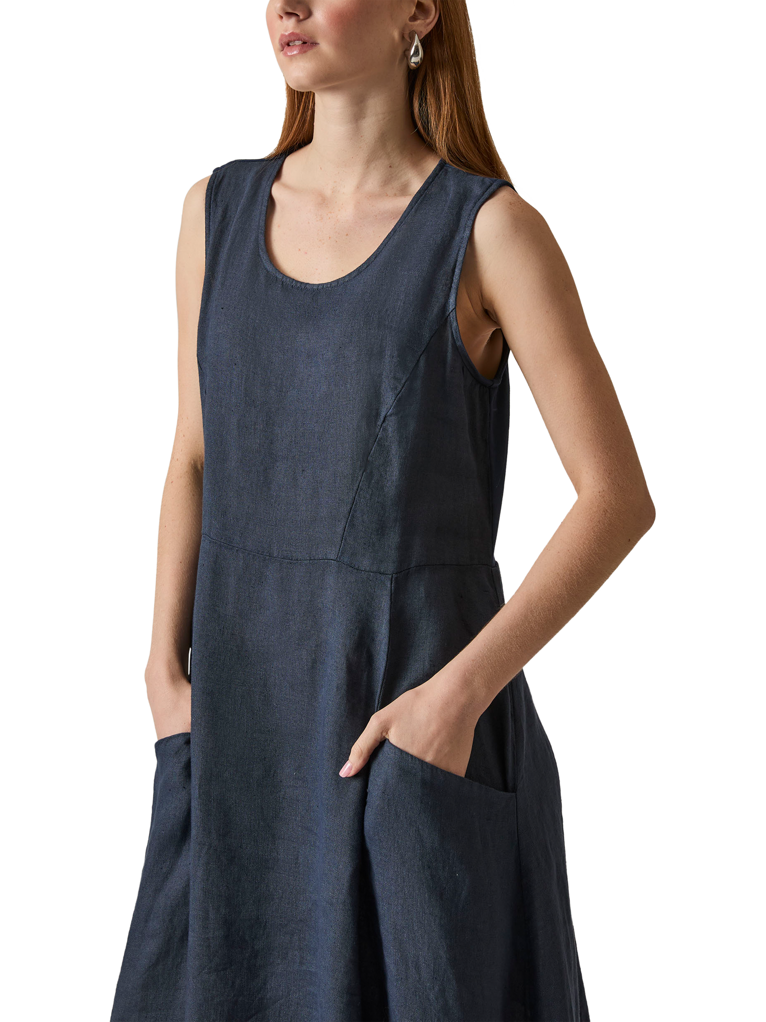 Product image 4 of 6, which shows James Lakeland Pure Linen Maxi Dress, Navy, 8