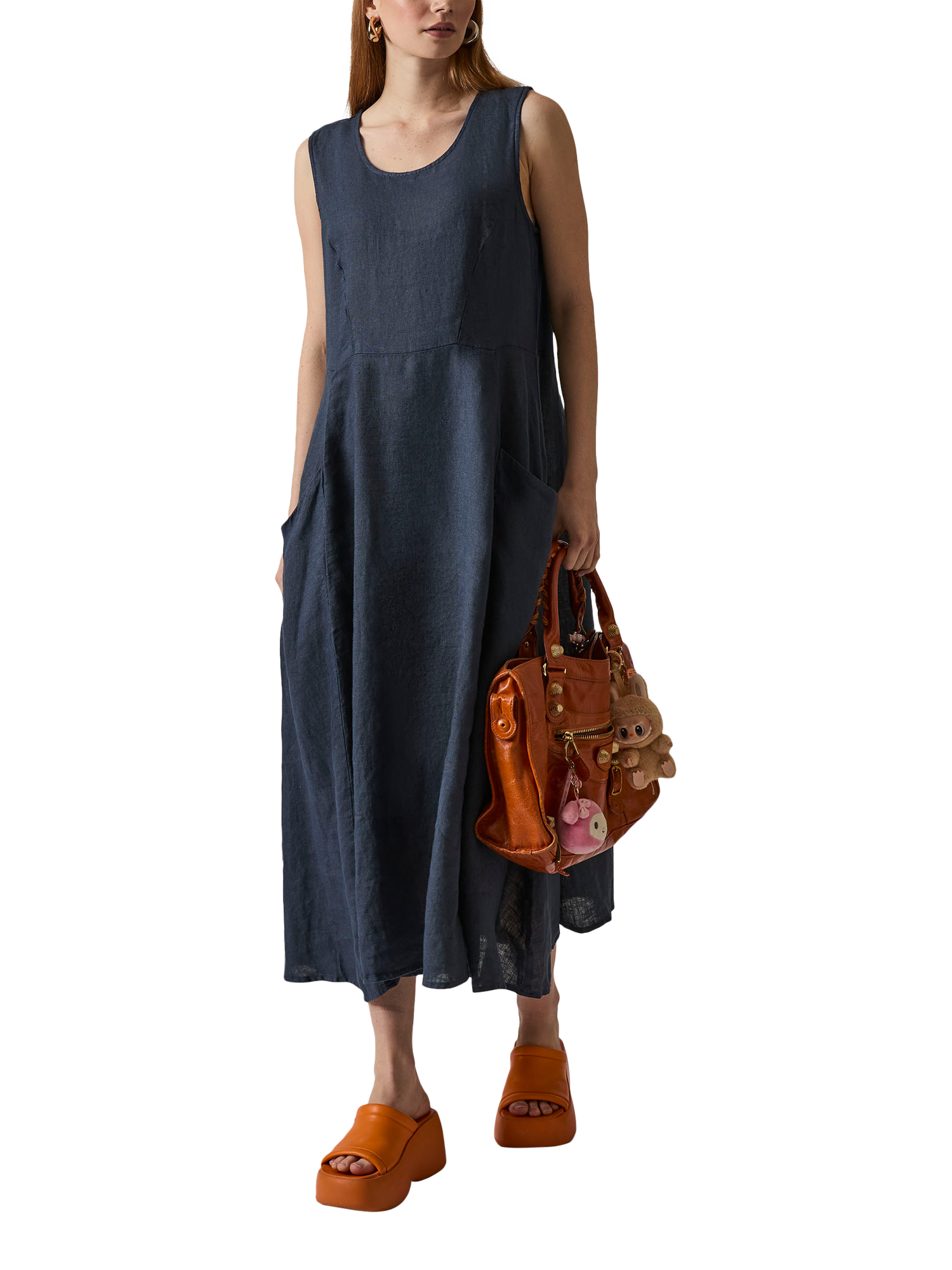 Product image 5 of 6, which shows James Lakeland Pure Linen Maxi Dress, Navy, 8