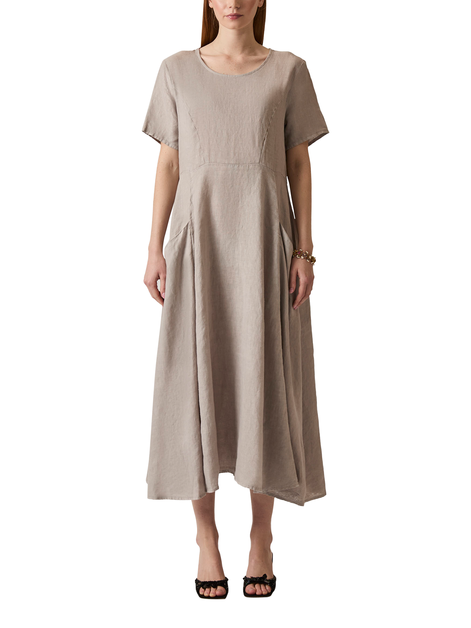 Product image 1 of 6, which shows James Lakeland Pockets Pure Linen Dress, Taupe, 8