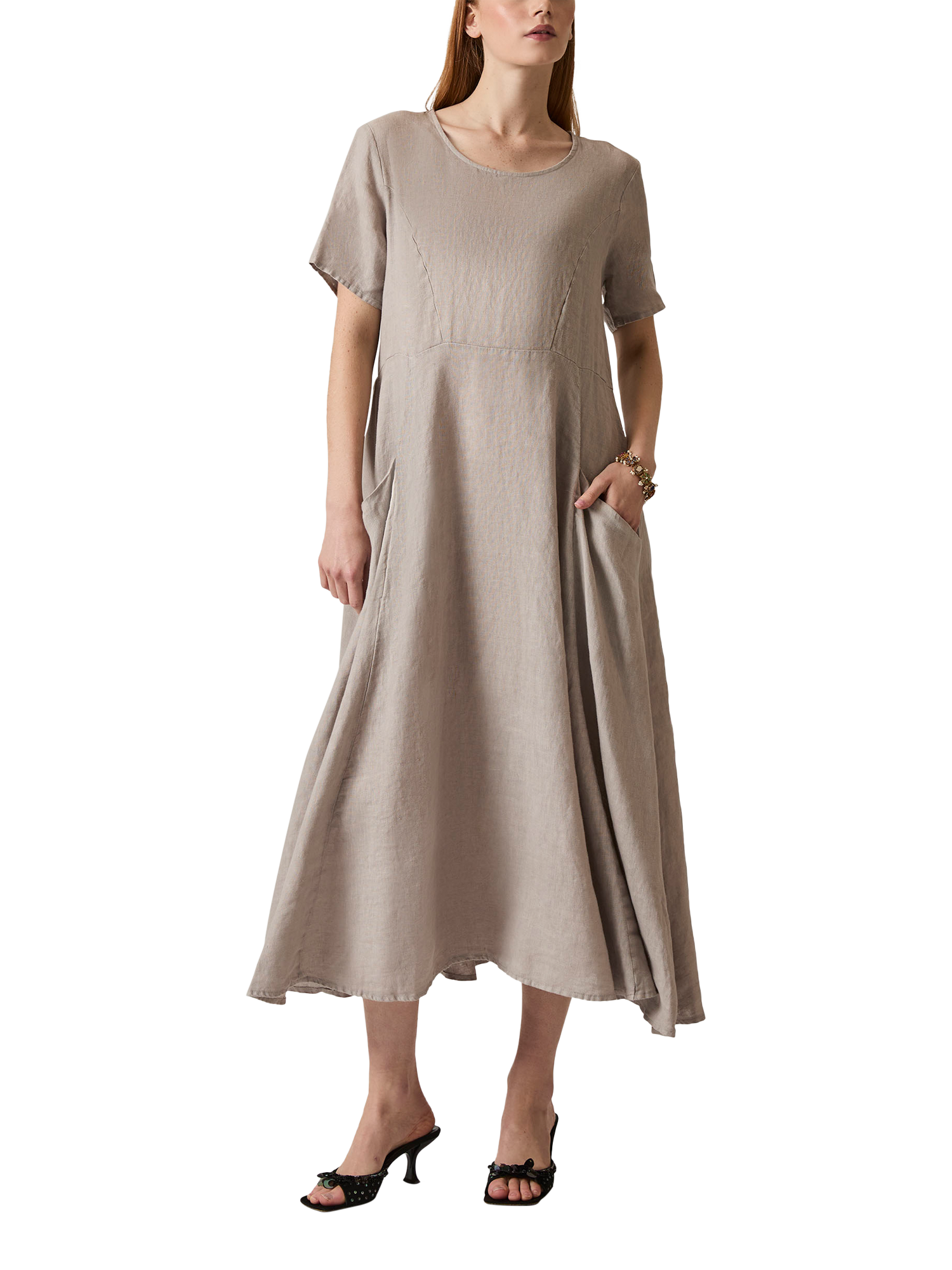 Product image 3 of 6, which shows James Lakeland Pockets Pure Linen Dress, Taupe, 8