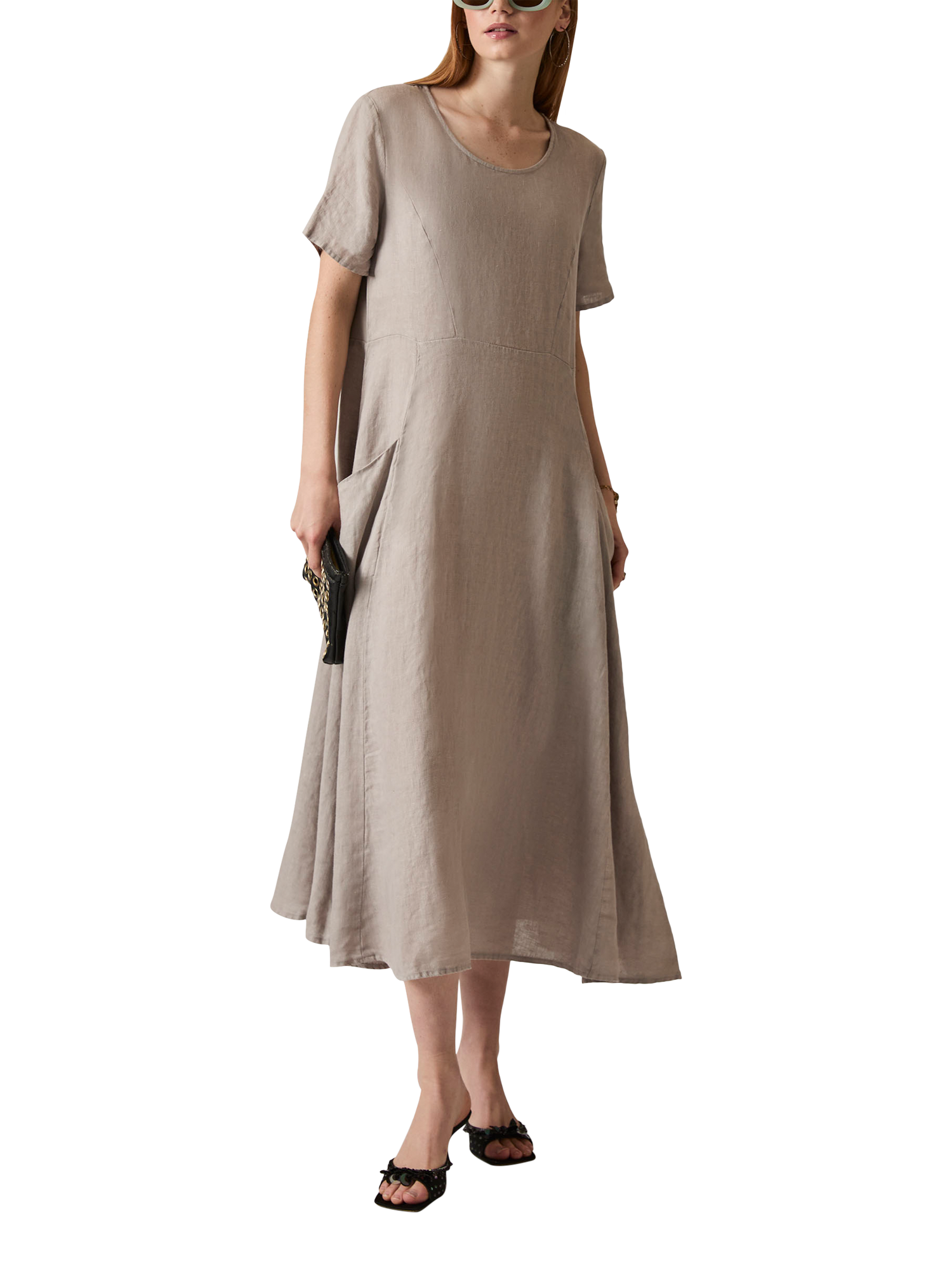 Product image 5 of 6, which shows James Lakeland Pockets Pure Linen Dress, Taupe, 8