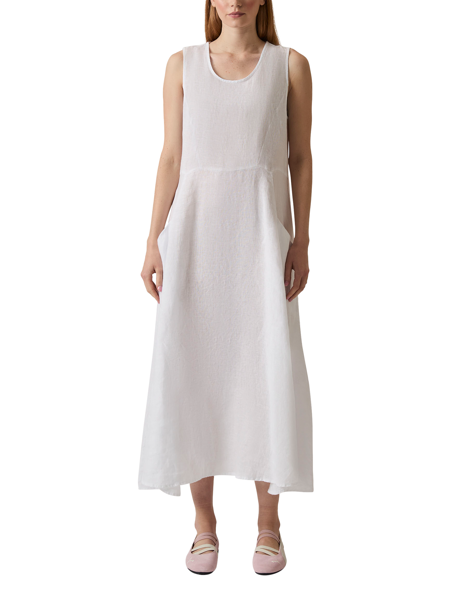 Product image 1 of 6, which shows James Lakeland Pure Linen Maxi Dress, White, 8