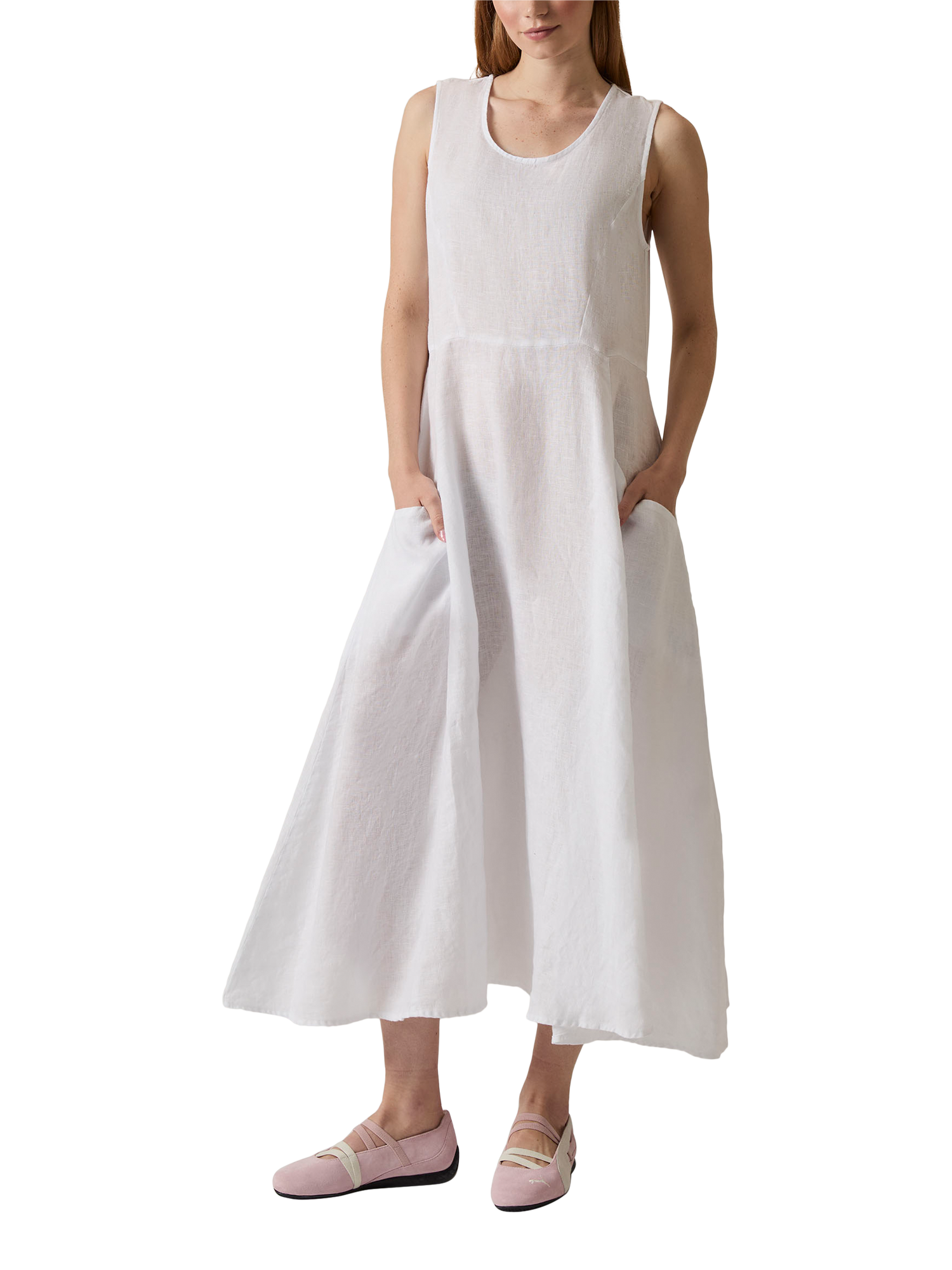 Product image 3 of 6, which shows James Lakeland Pure Linen Maxi Dress, White, 8