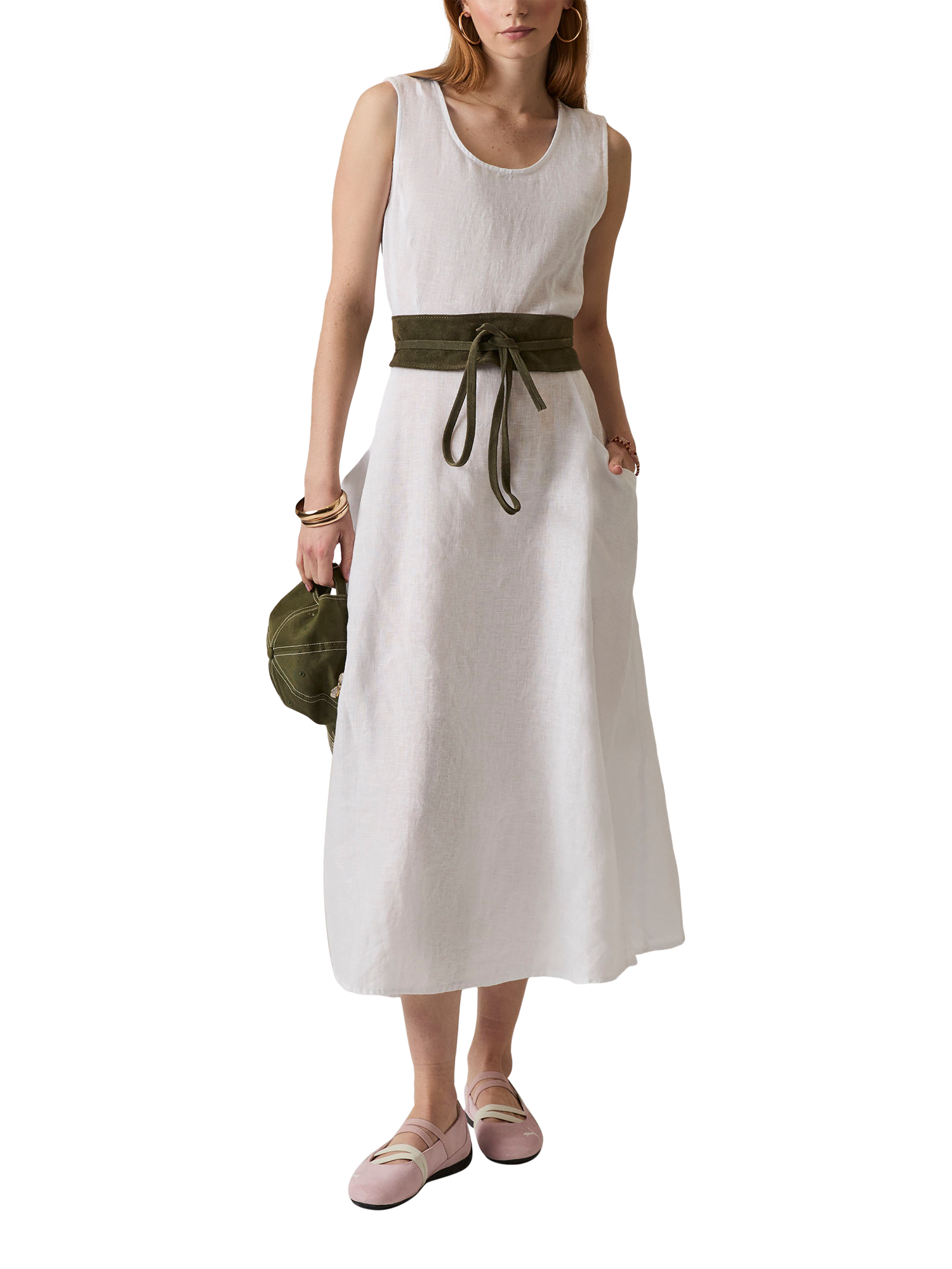 Product image 5 of 6, which shows James Lakeland Pure Linen Maxi Dress, White, 8