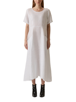 James Lakeland Pocket Pure Linen Dress, White, White