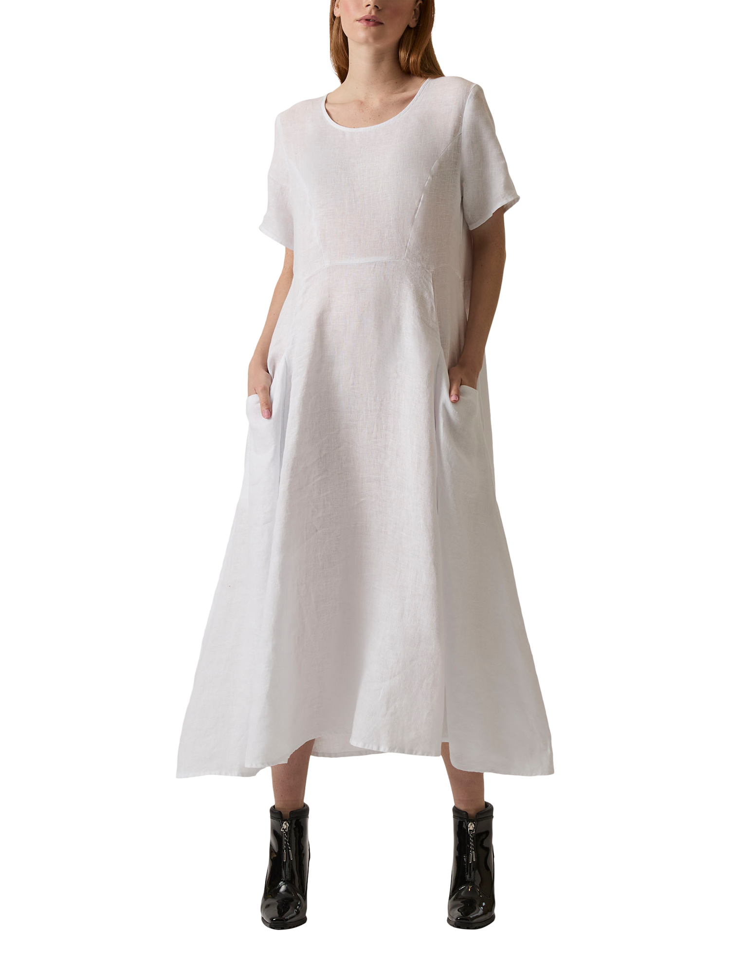Product image 3 of 6, which shows James Lakeland Pocket Pure Linen Dress, White, 8