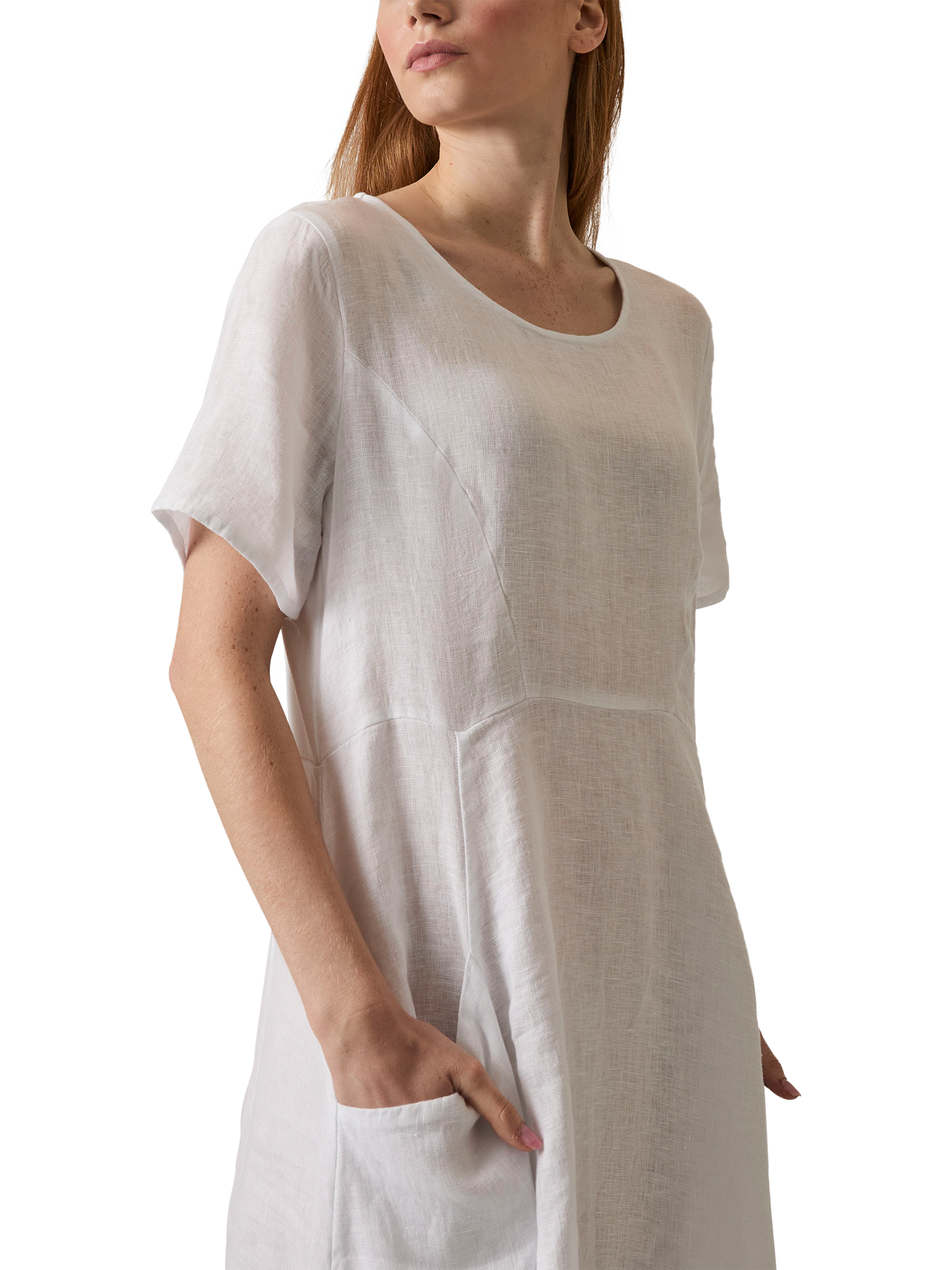 Product image 4 of 6, which shows James Lakeland Pocket Pure Linen Dress, White, 8