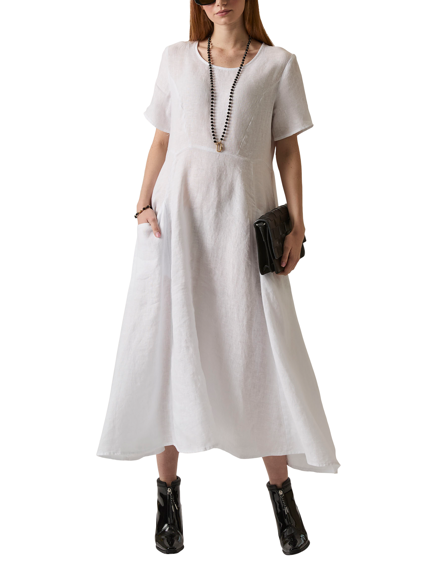 Product image 5 of 6, which shows James Lakeland Pocket Pure Linen Dress, White, 8