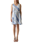 James Lakeland Stripe Linen Rich Sleeveless Dress, Pale Blue
