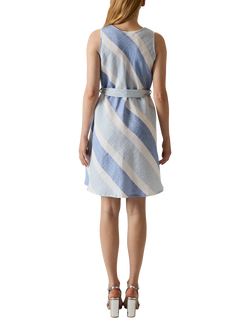 James Lakeland Stripe Linen Rich Sleeveless Dress, Pale Blue - view 2, Pale Blue