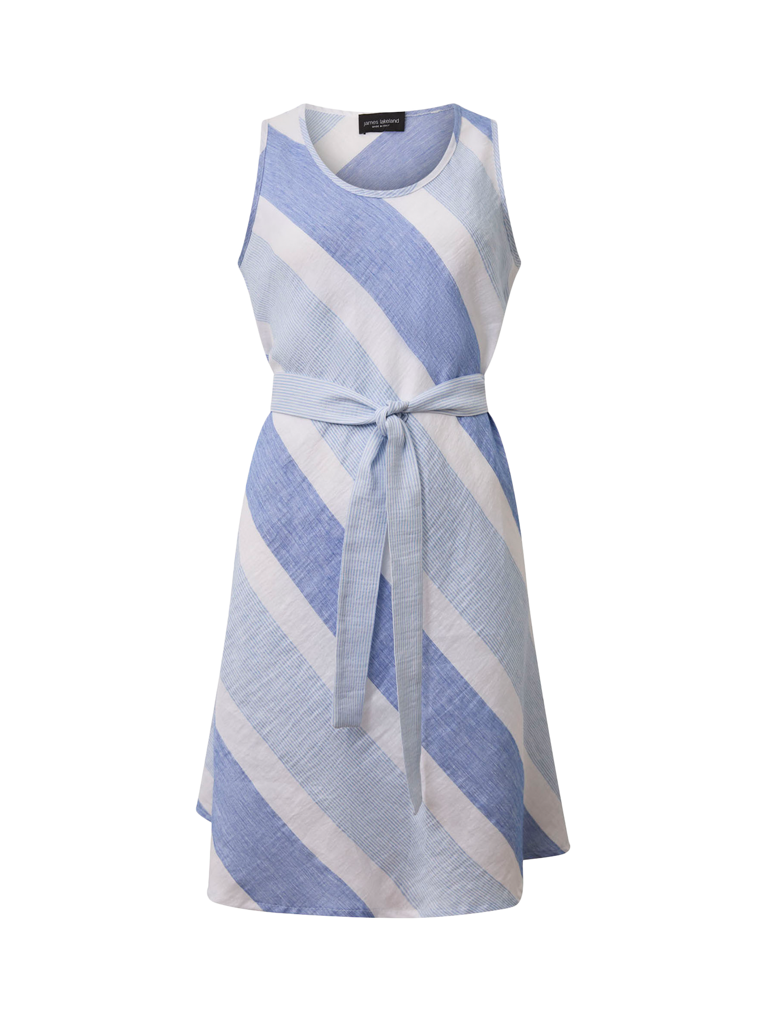 Product image 6 of 6, which shows James Lakeland Stripe Linen Rich Sleeveless Dress, Pale Blue, 8