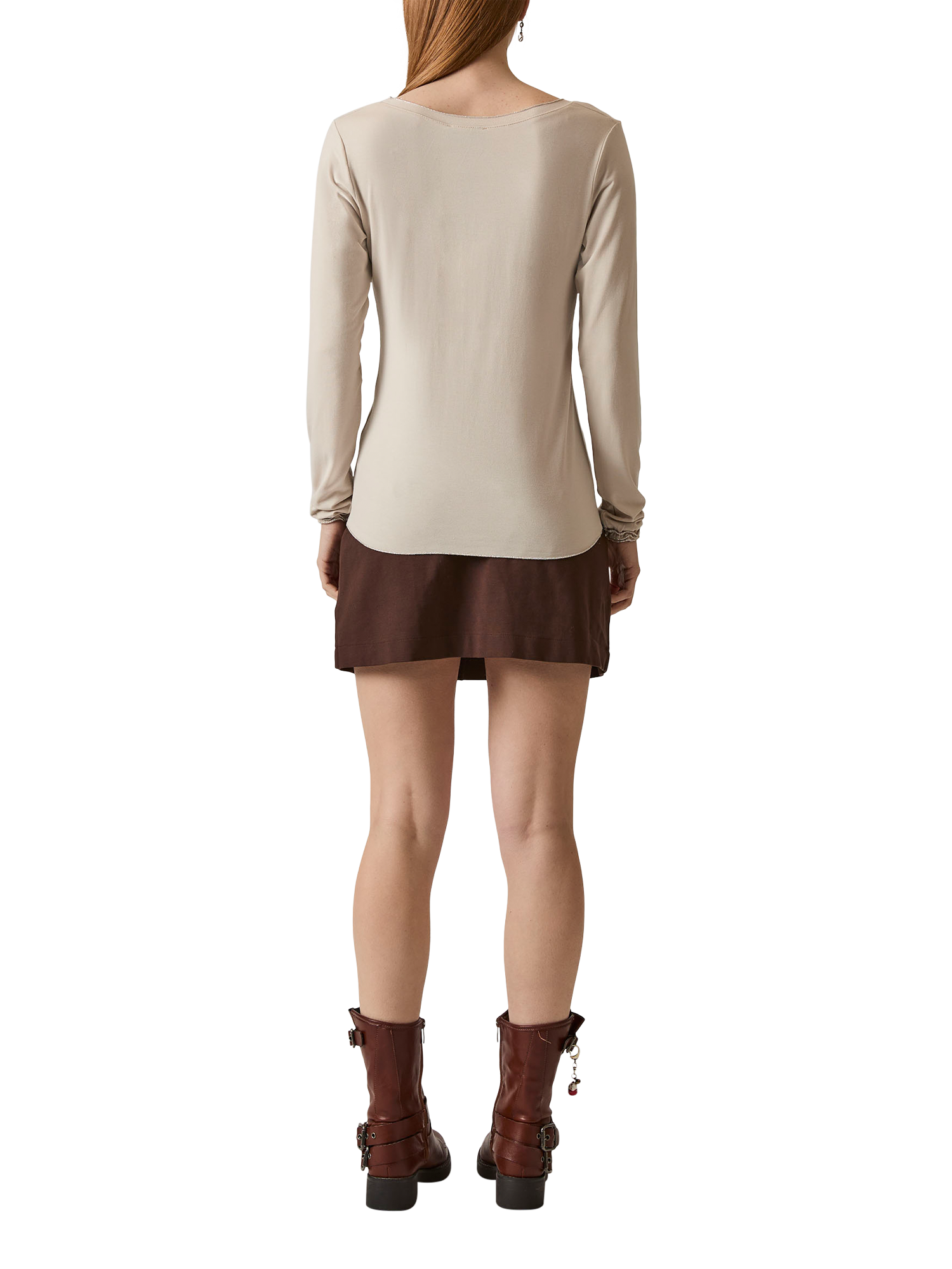 Product image 2 of 6, which shows James Lakeland Shimmer Trim Long Sleeve Top, Beige, 8