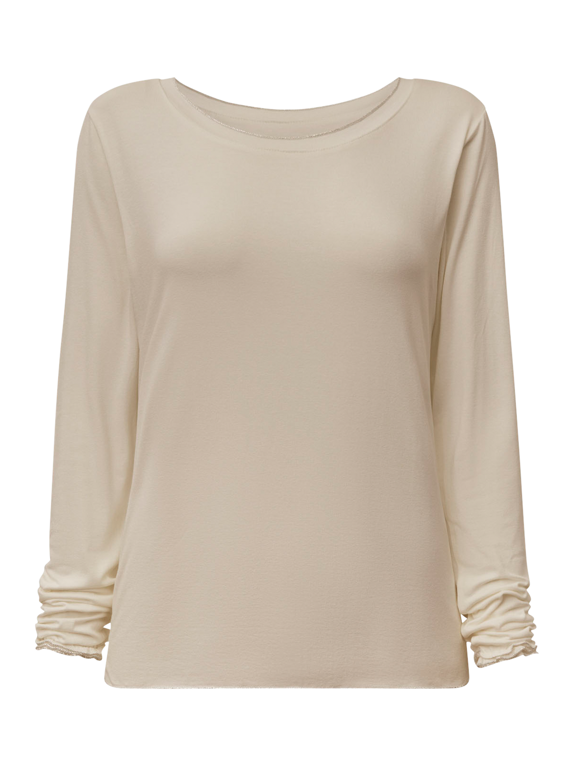 Product image 6 of 6, which shows James Lakeland Shimmer Trim Long Sleeve Top, Beige, 8
