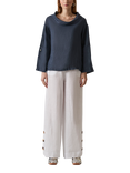 James Lakeland Cowl Neck Pure Linen Top