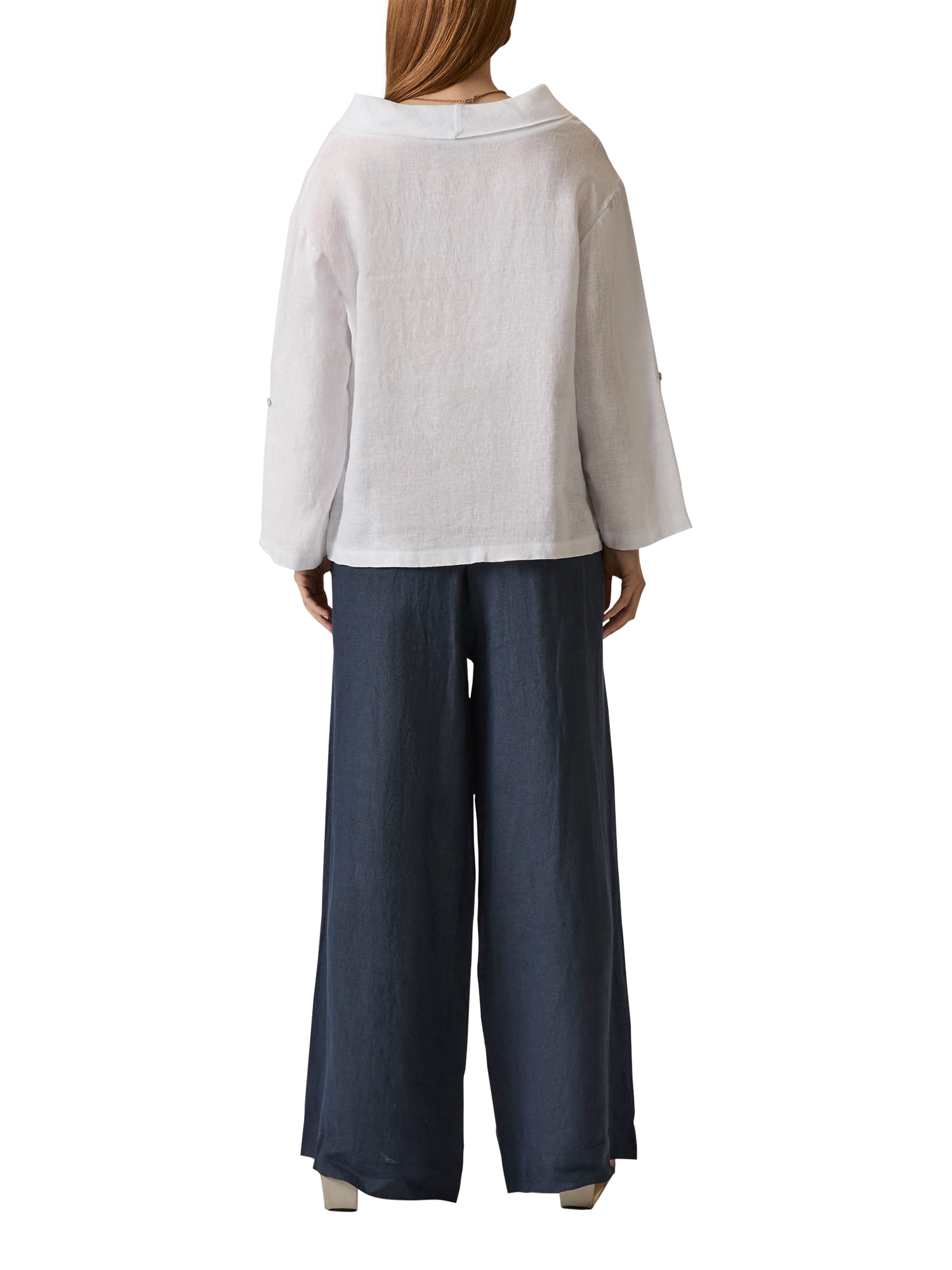 Product image 2 of 3, which shows James Lakeland Cowl Neck Pure Linen Top, White, 8