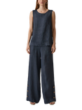 James Lakeland Side Buttoned Sleeveless Linen Top