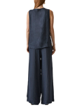 James Lakeland Side Buttoned Sleeveless Linen Top