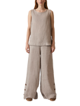 James Lakeland Linen Button Top, Taupe