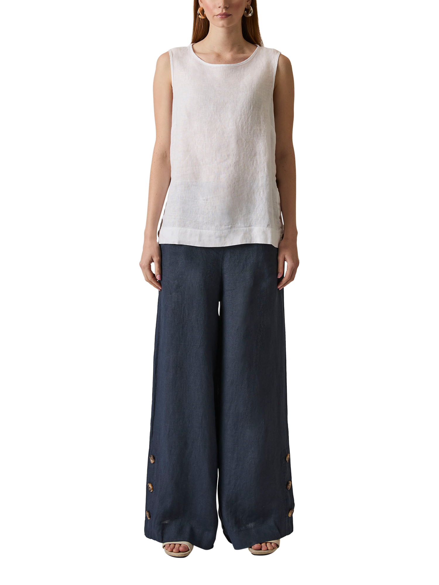 Product image 1 of 6, which shows James Lakeland Linen Button Top, White, 8