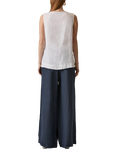 James Lakeland Linen Button Top, White