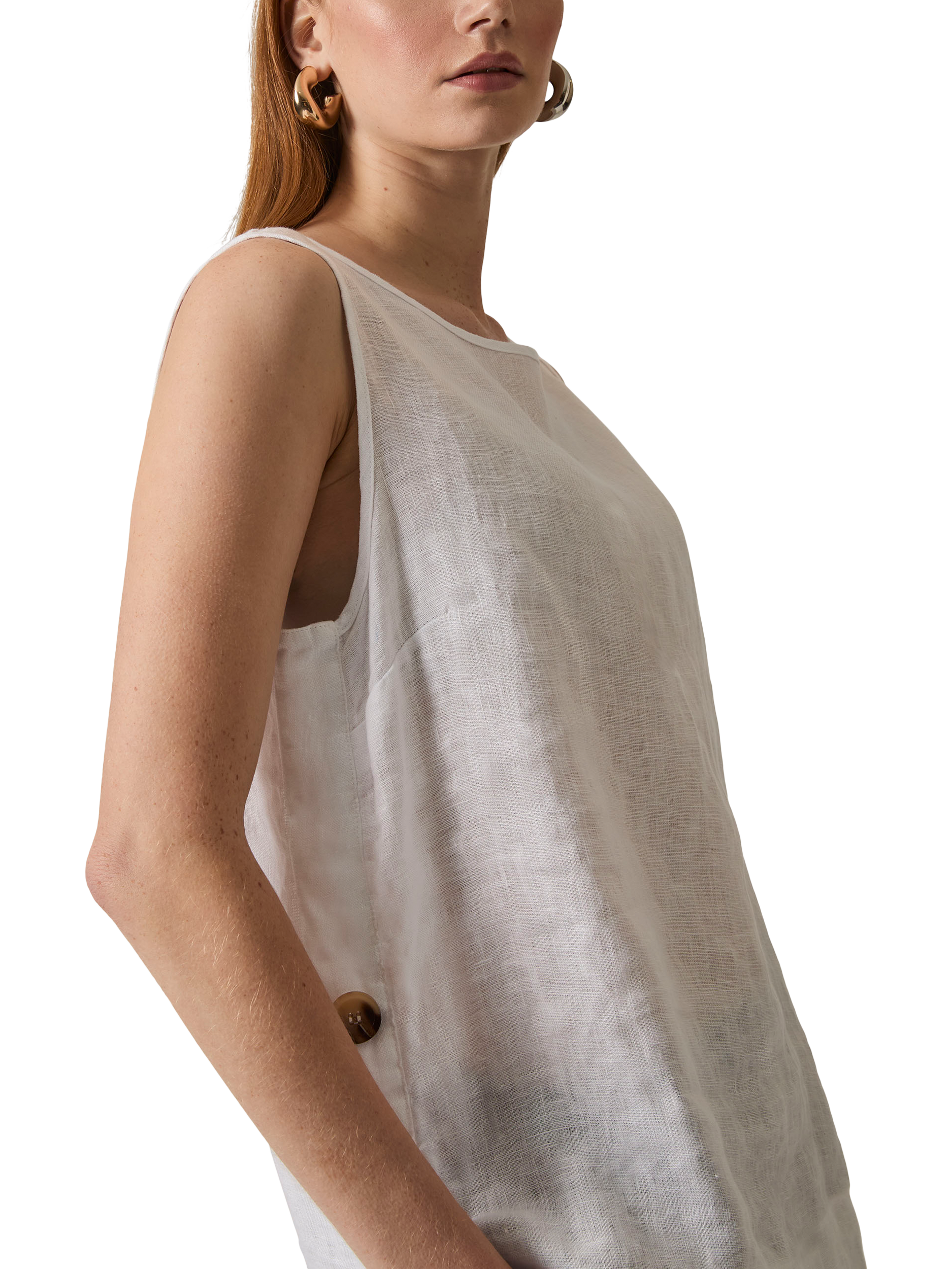 Product image 4 of 6, which shows James Lakeland Linen Button Top, White, 8