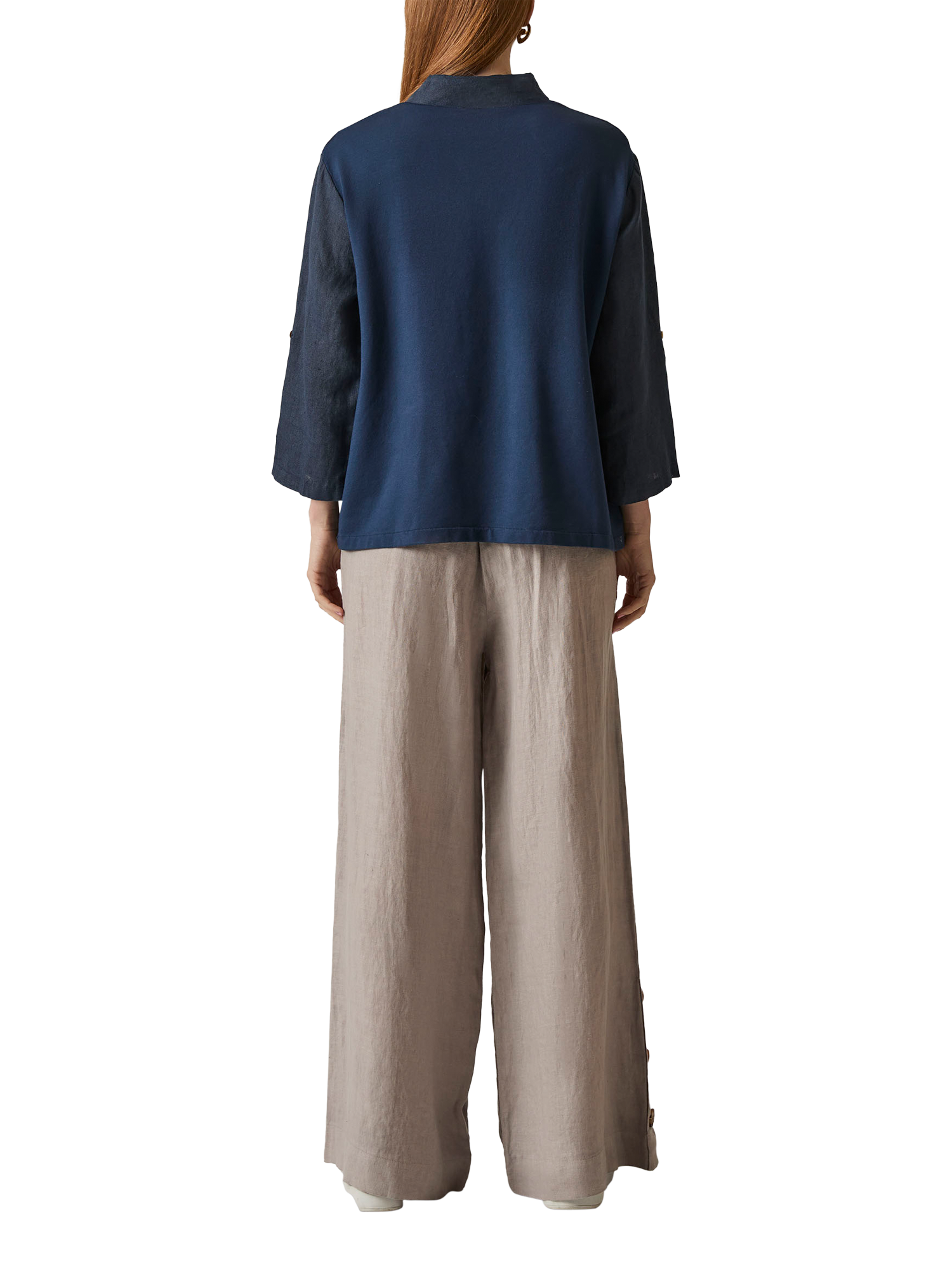 Product image 2 of 7, which shows James Lakeland Button Pure Linen Top, Navy, 8