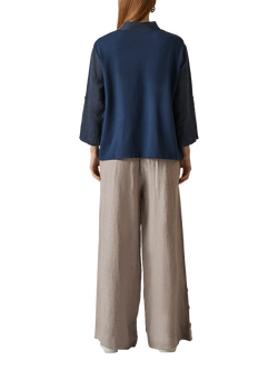 James Lakeland Button Pure Linen Top, Navy - view 2, Navy