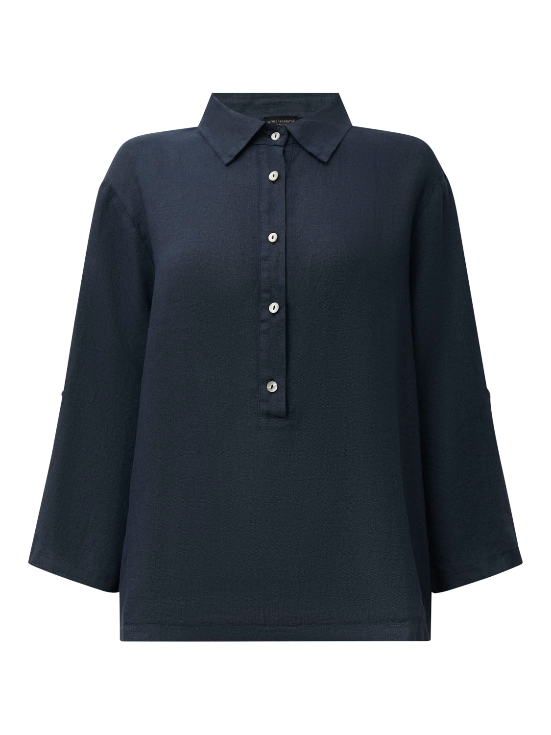Product image 7 of 7, which shows James Lakeland Button Pure Linen Top, Navy, 8