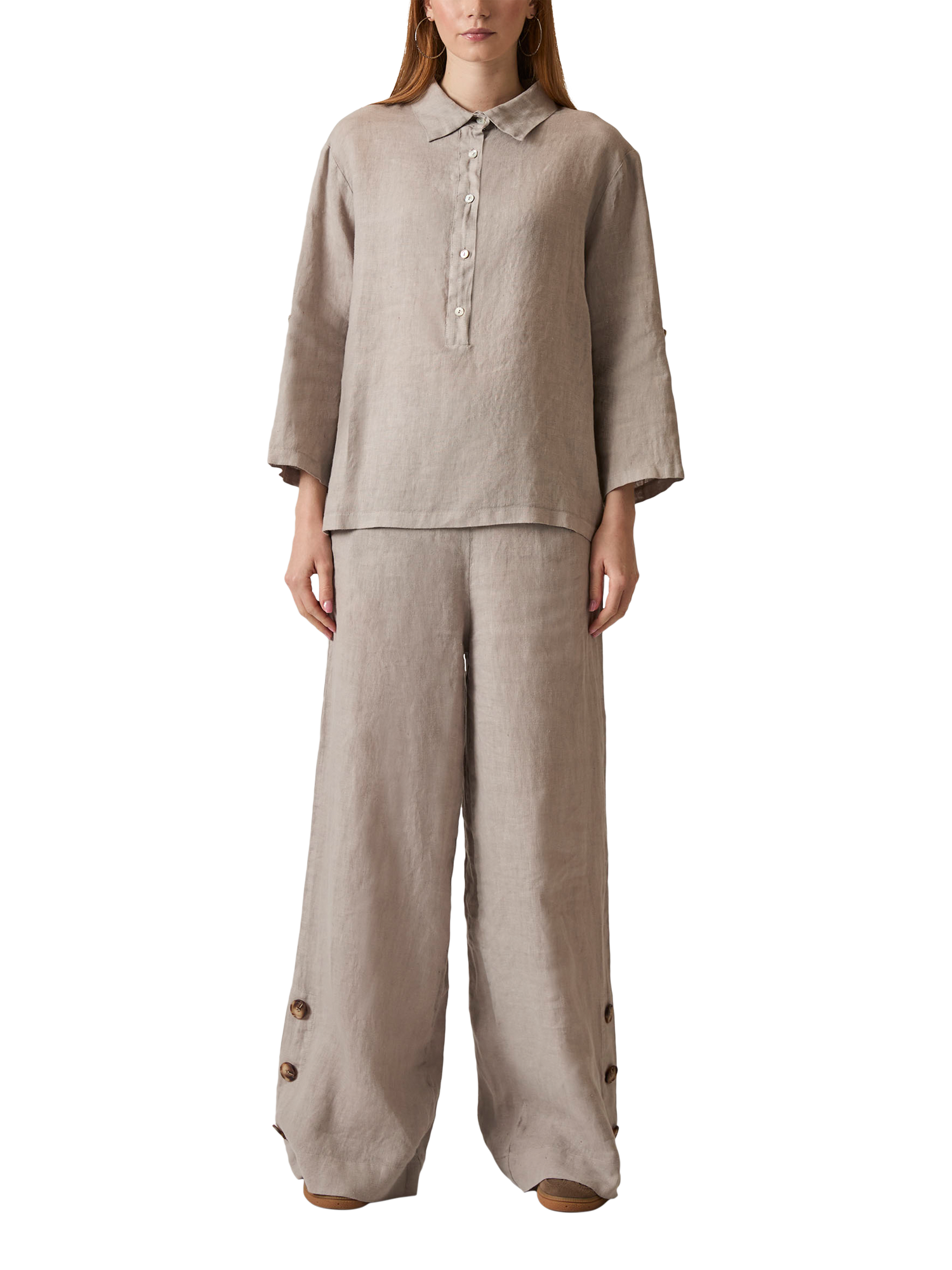 Product image 1 of 7, which shows James Lakeland Linen Blouse, Taupe, 8