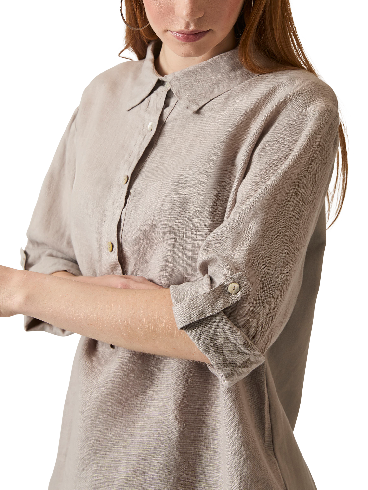 Product image 4 of 7, which shows James Lakeland Linen Blouse, Taupe, 8