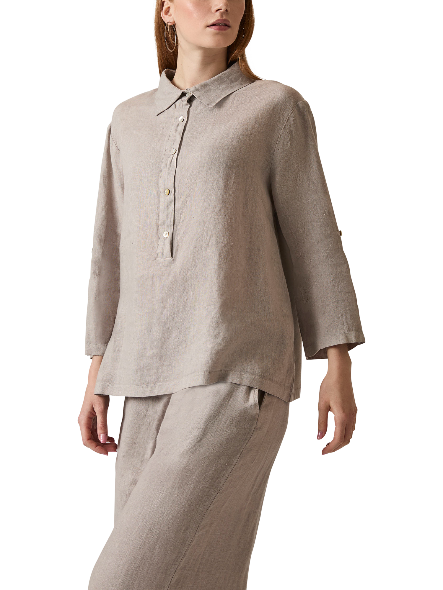 Product image 5 of 7, which shows James Lakeland Linen Blouse, Taupe, 8