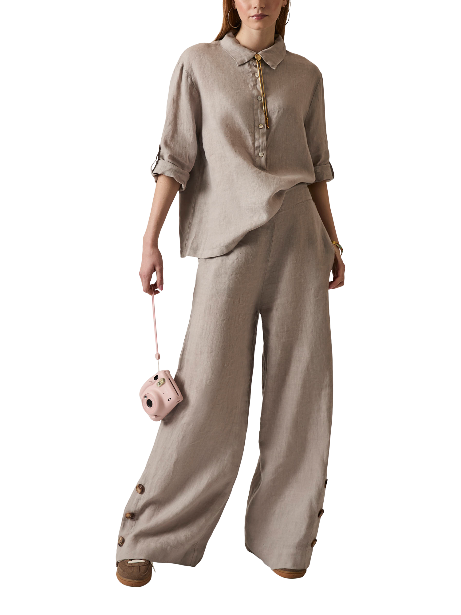 Product image 6 of 7, which shows James Lakeland Linen Blouse, Taupe, 8
