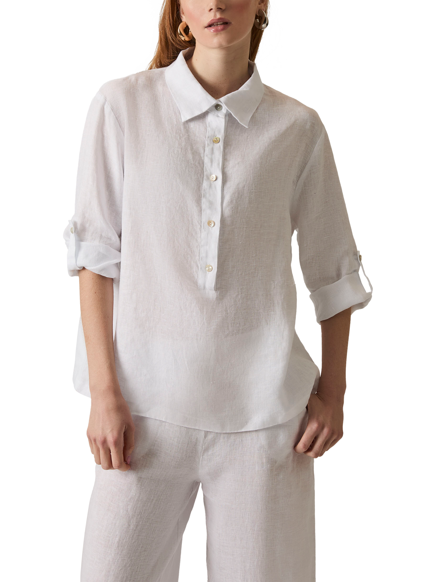 Product image 3 of 7, which shows James Lakeland Linen Blouse, White, 8
