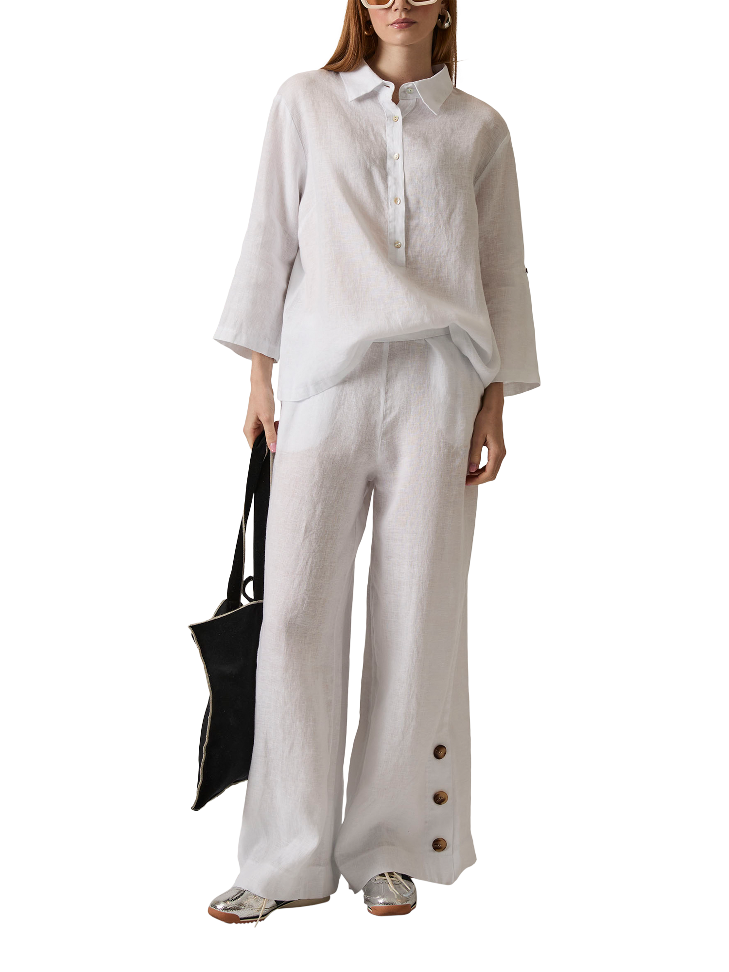 Product image 6 of 7, which shows James Lakeland Linen Blouse, White, 8