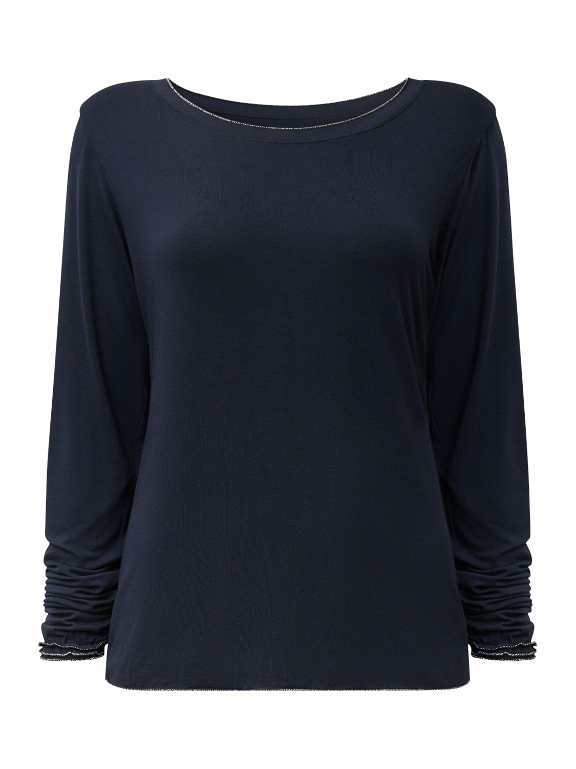 Product image 6 of 6, which shows James Lakeland Shimmer Trim Long Sleeve Top, Navy, 8