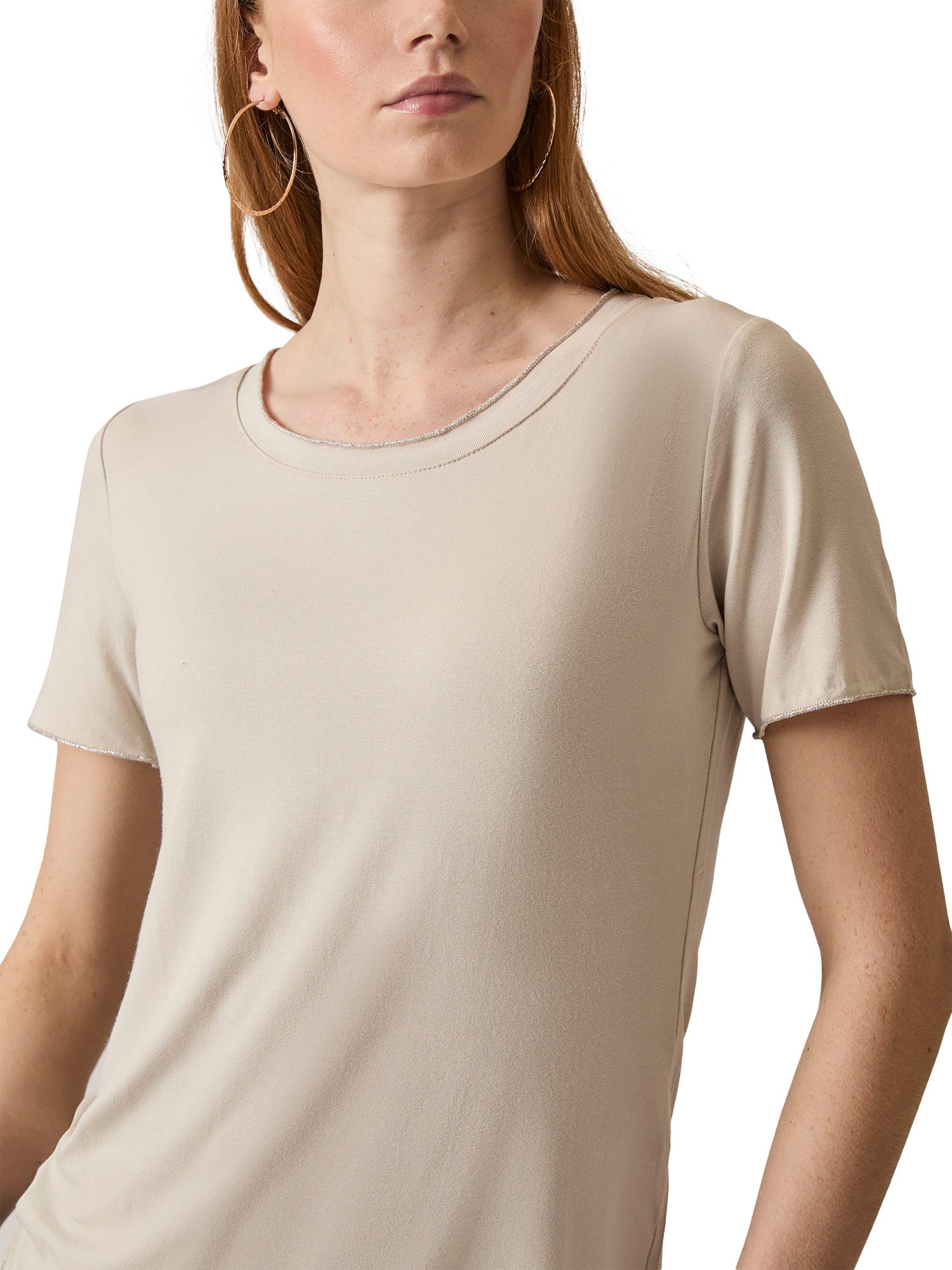 Product image 4 of 6, which shows James Lakeland Shimmer Trim T-Shirt, Beige, 8
