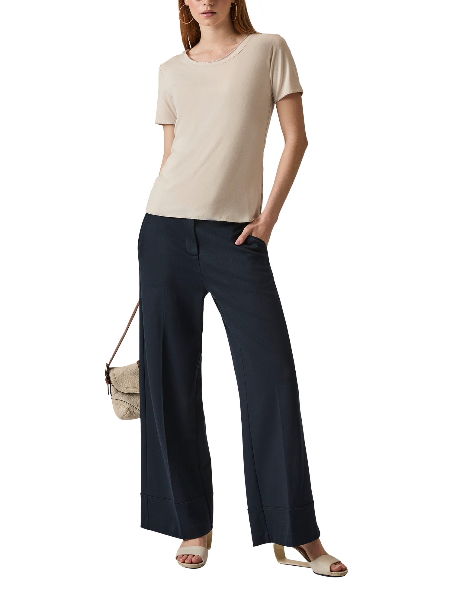 Product image 5 of 6, which shows James Lakeland Shimmer Trim T-Shirt, Beige, 8