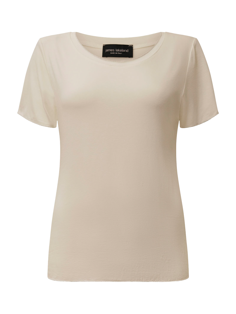 Product image 6 of 6, which shows James Lakeland Shimmer Trim T-Shirt, Beige, 8