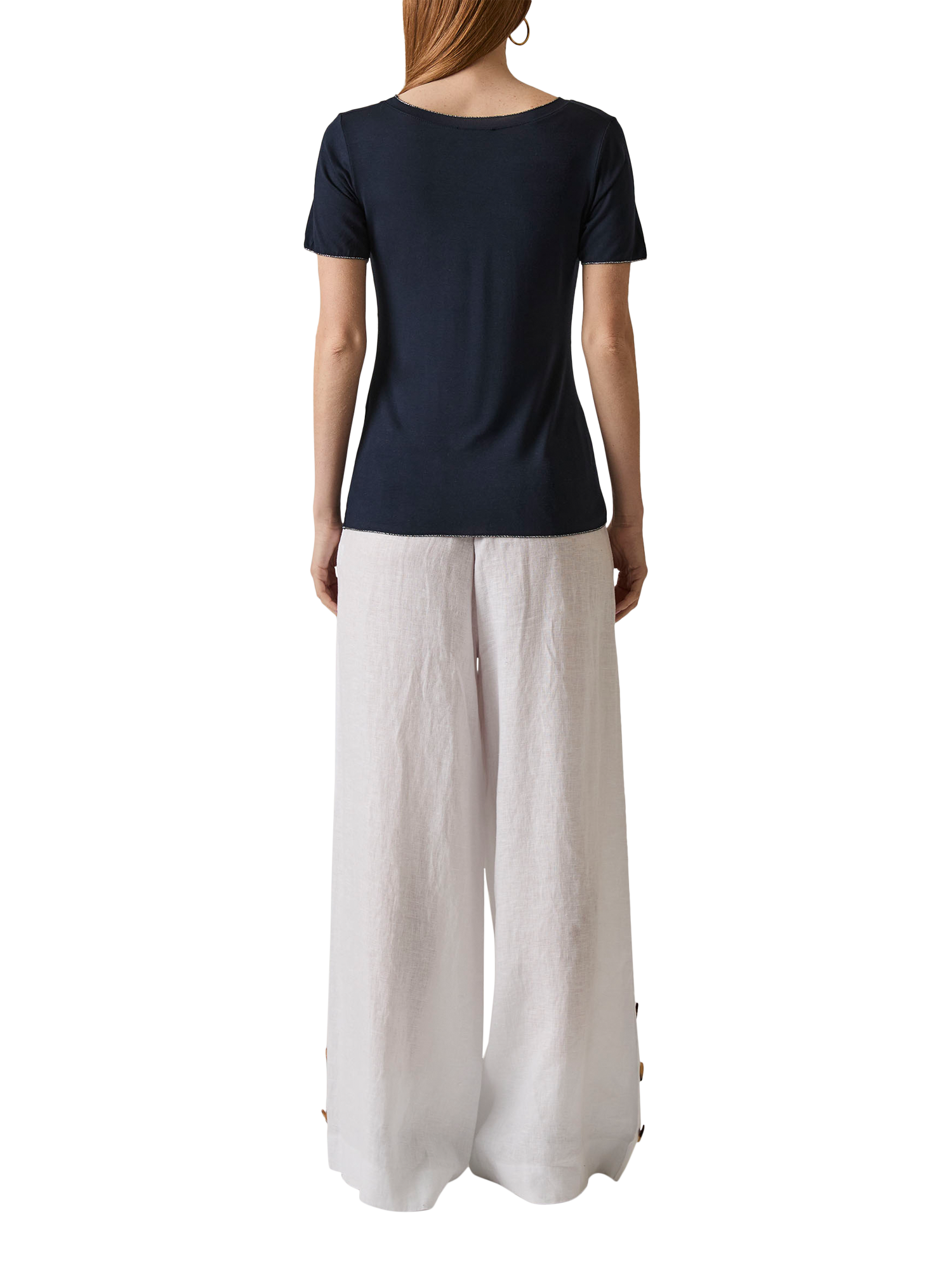 Product image 2 of 7, which shows James Lakeland Shimmer Trim T-Shirt, Navy, 8