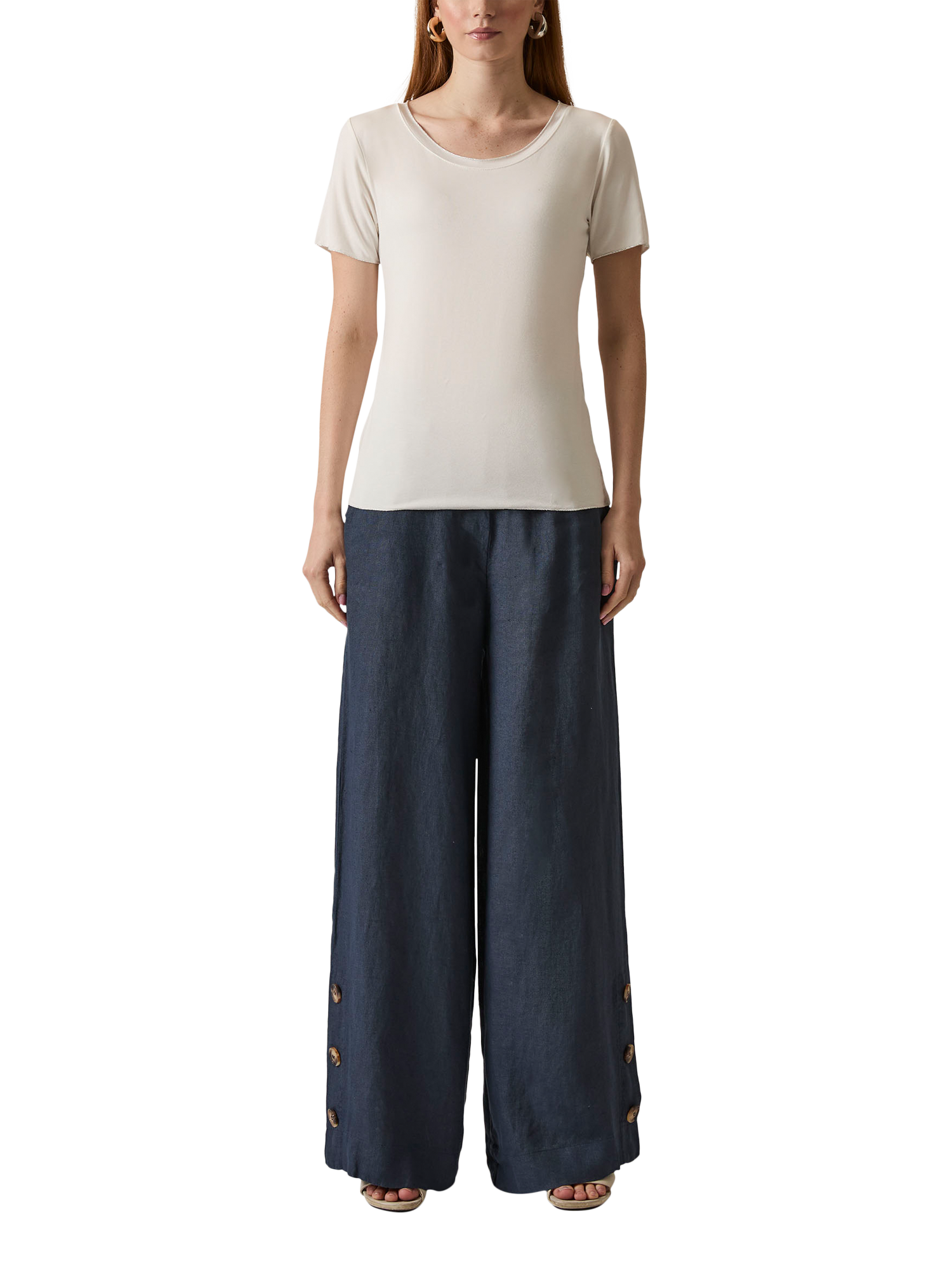 Product image 1 of 6, which shows James Lakeland Lurex Trim Short Sleeve T-Shirt, White, 8