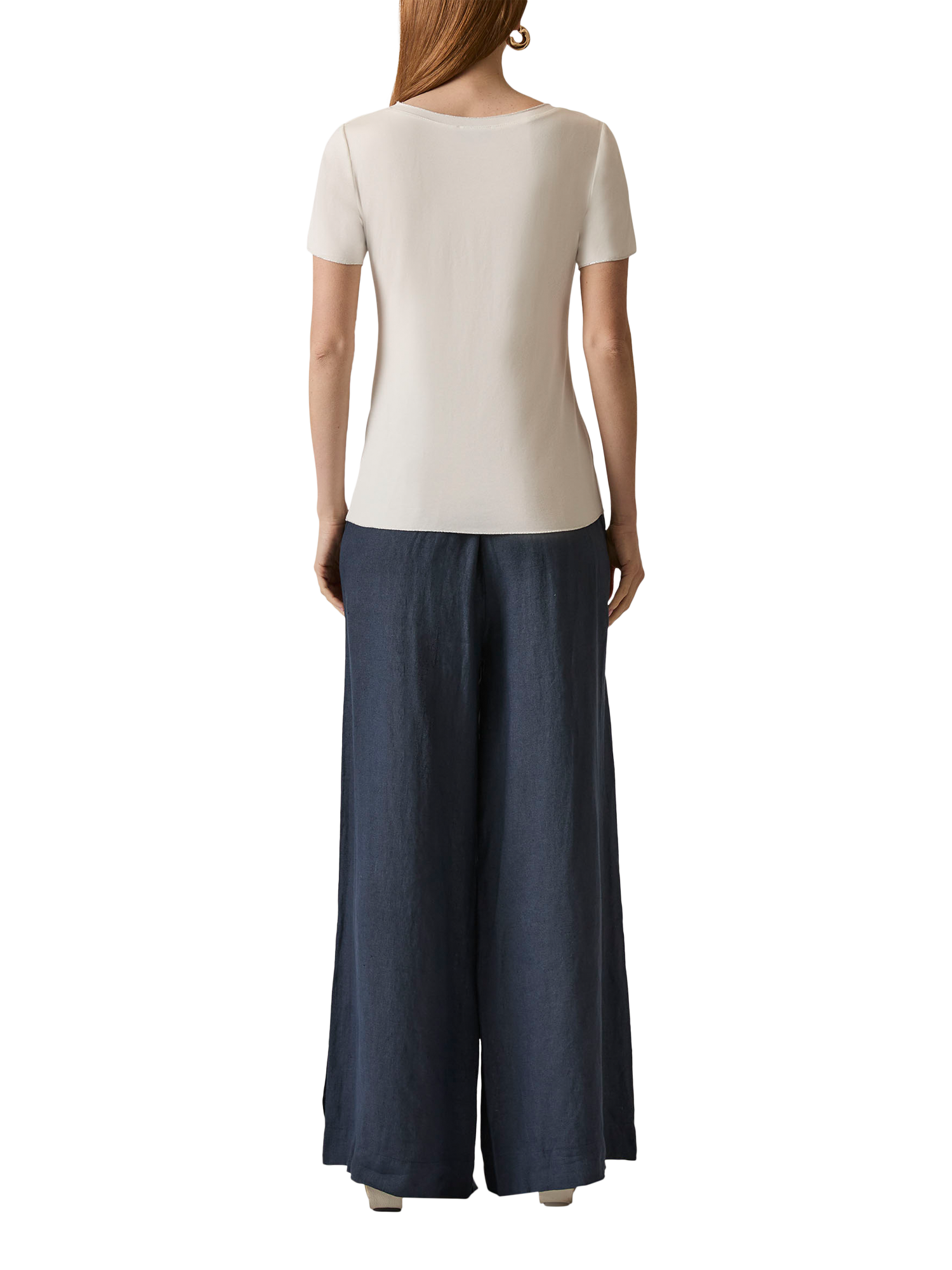 Product image 2 of 6, which shows James Lakeland Lurex Trim Short Sleeve T-Shirt, White, 8