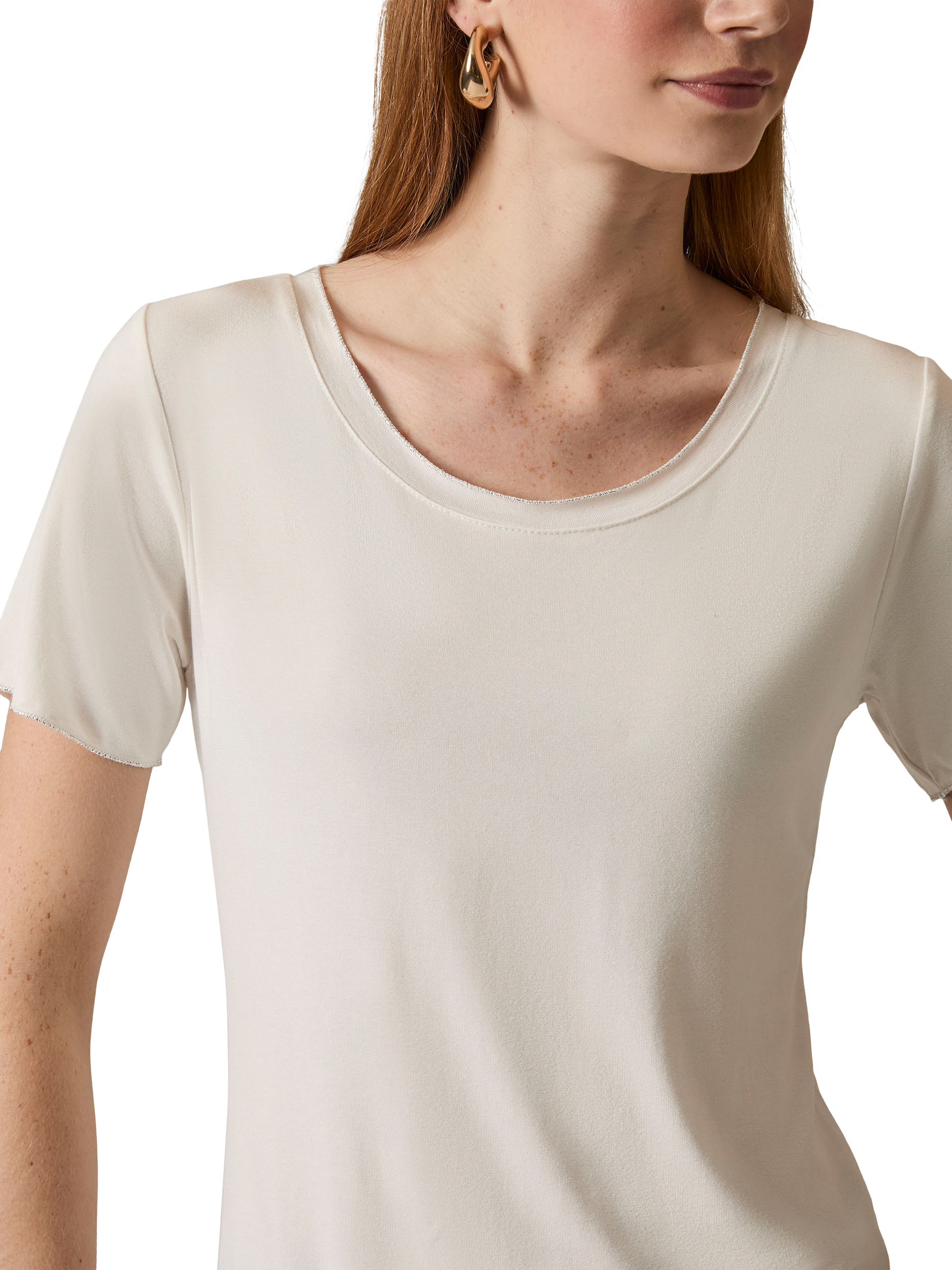Product image 4 of 6, which shows James Lakeland Lurex Trim Short Sleeve T-Shirt, White, 8