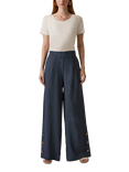 James Lakeland Linen Button Detail Trousers, Navy