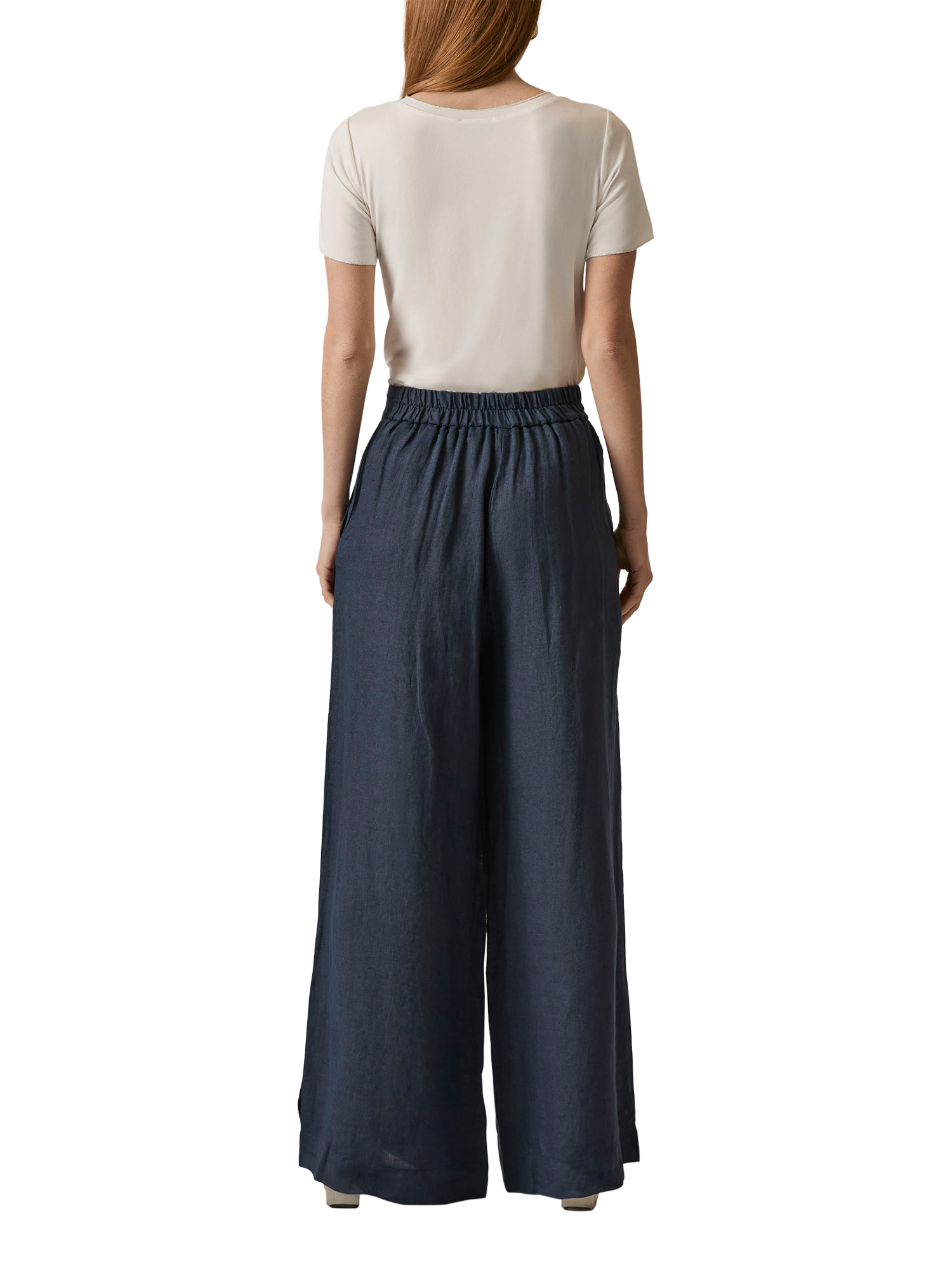Product image 2 of 6, which shows James Lakeland Linen Button Detail Trousers, Navy, 8