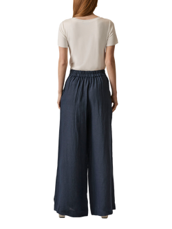 James Lakeland Linen Button Detail Trousers - view 2, Navy